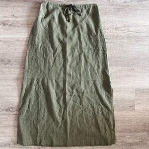 Olive Green Linen Maxi Skirt